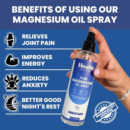 Health By Nyrah Pure Magnesium Oil Spray  for Sleep and Anxiety 237ml Health By Nyrah