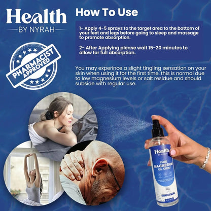 Health By Nyrah Pure Magnesium Oil Spray  for Sleep and Anxiety 237ml Health By Nyrah